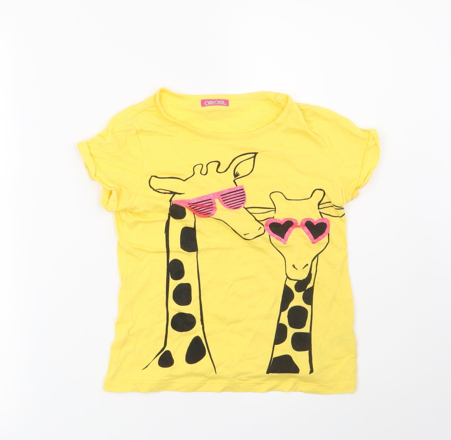Cherokee Girls Yellow   Basic T-Shirt Size 8-9 Years  - Giraffe
