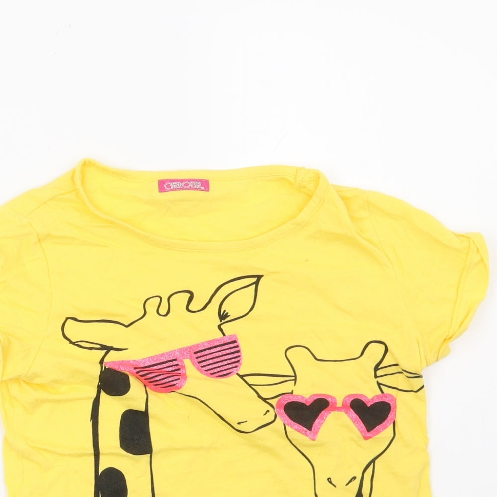 Cherokee Girls Yellow   Basic T-Shirt Size 8-9 Years  - Giraffe