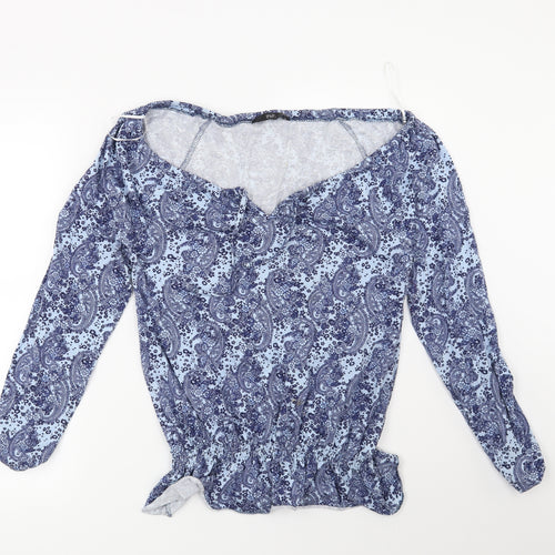 F&F Womens Blue Floral  Basic Blouse Size 10