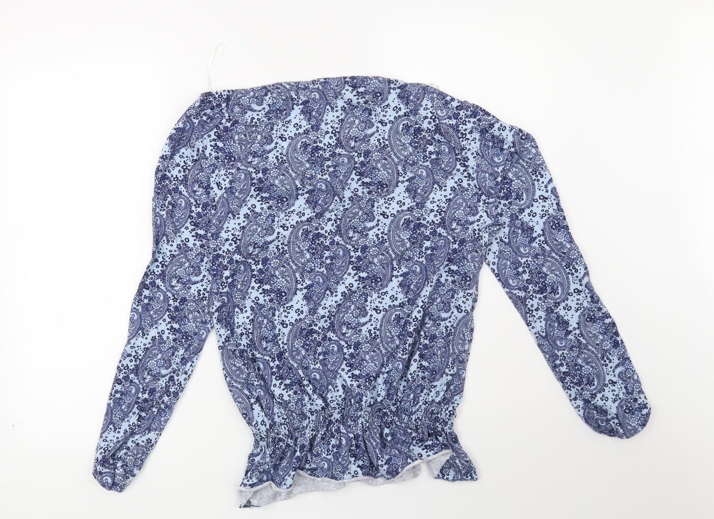 F&F Womens Blue Floral  Basic Blouse Size 10