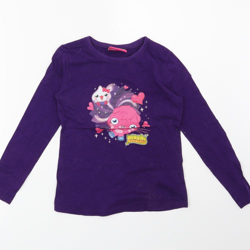 Preworn Girls Purple   Basic T-Shirt Size 7-8 Years  - Moshi Monsters
