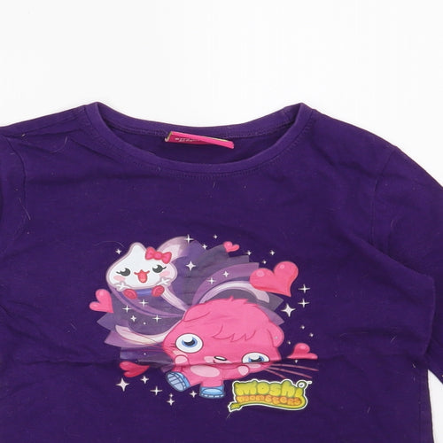 Preworn Girls Purple   Basic T-Shirt Size 7-8 Years  - Moshi Monsters