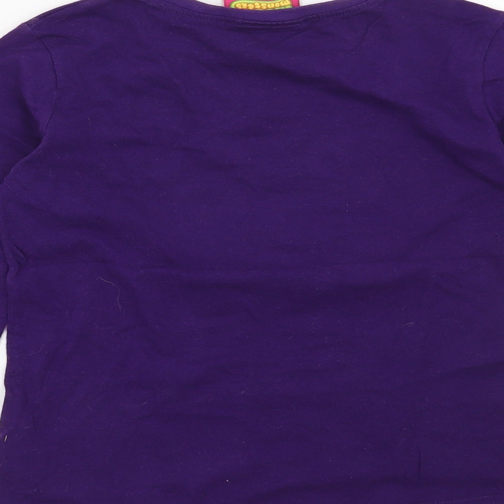 Preworn Girls Purple   Basic T-Shirt Size 7-8 Years  - Moshi Monsters