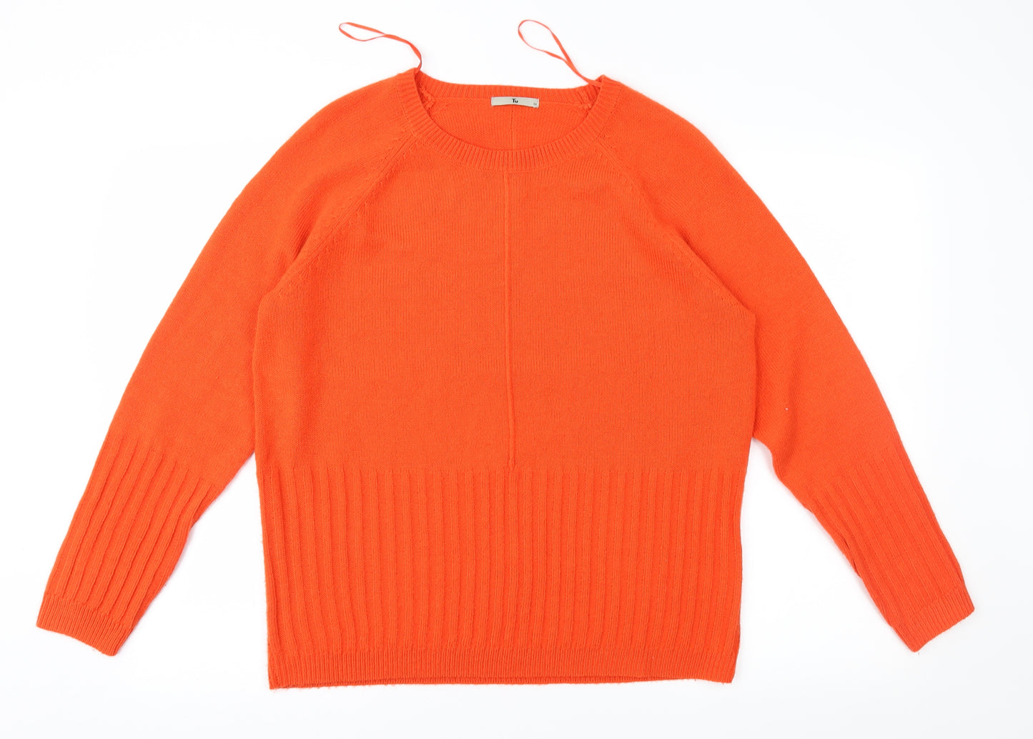 TU Womens Orange  Knit Pullover Jumper Size 16