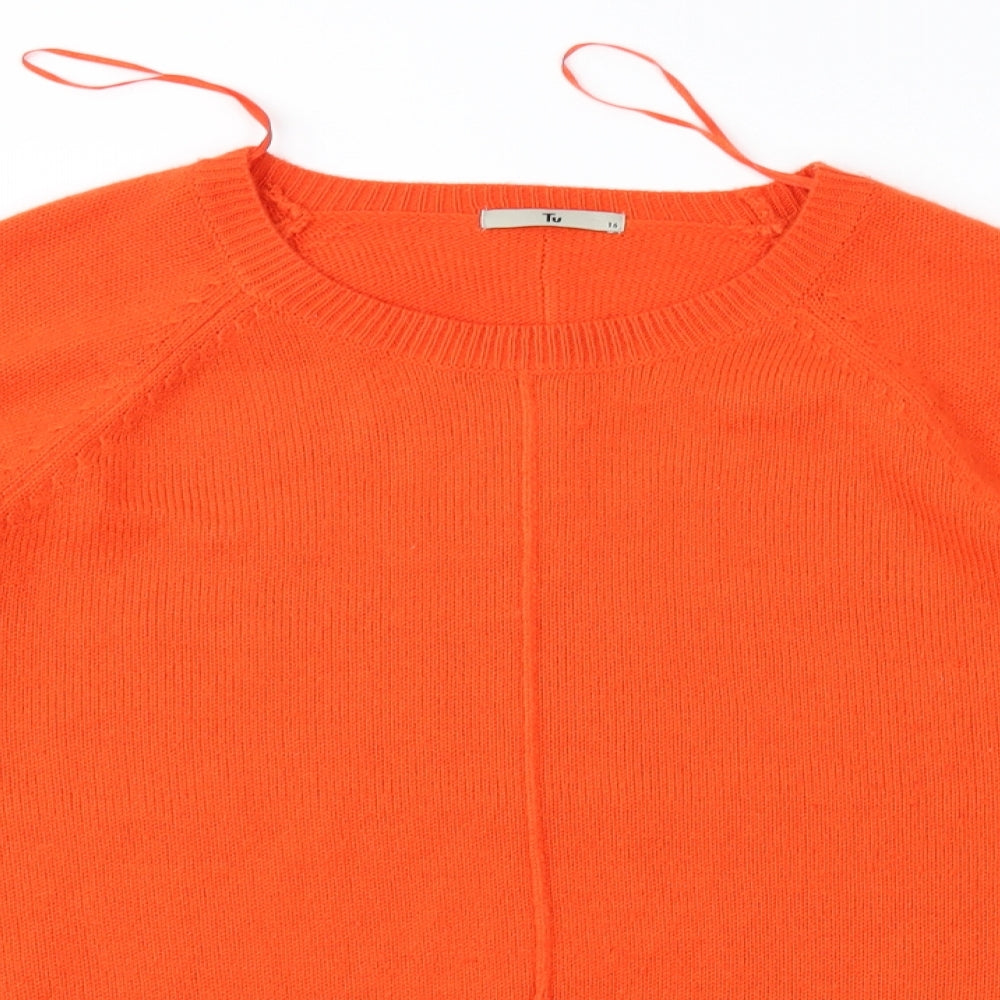 TU Womens Orange  Knit Pullover Jumper Size 16