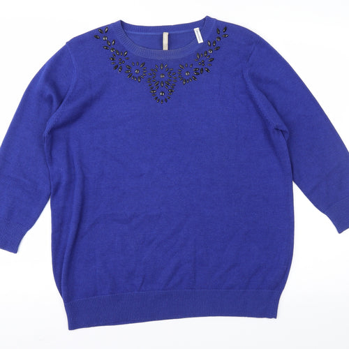 Anthology Womens Blue  Knit Pullover Jumper Size 12