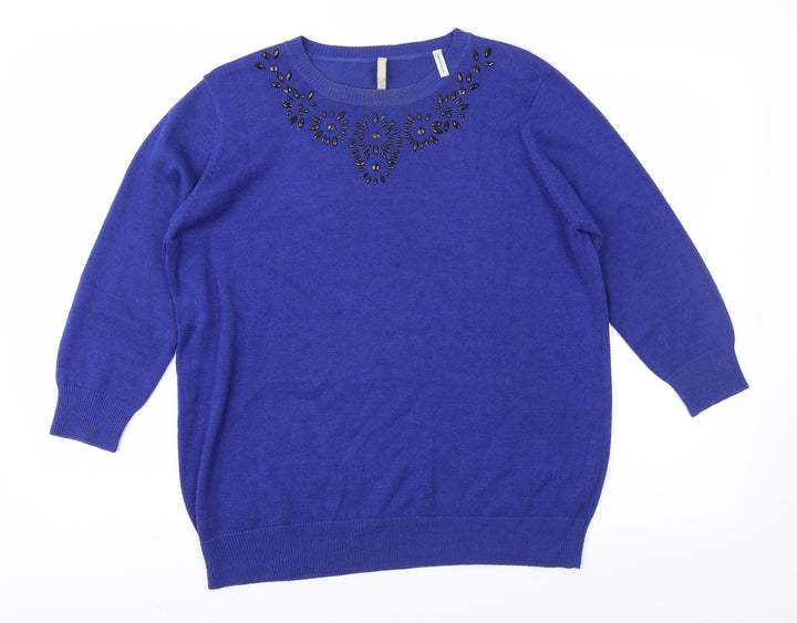 Anthology Womens Blue  Knit Pullover Jumper Size 12