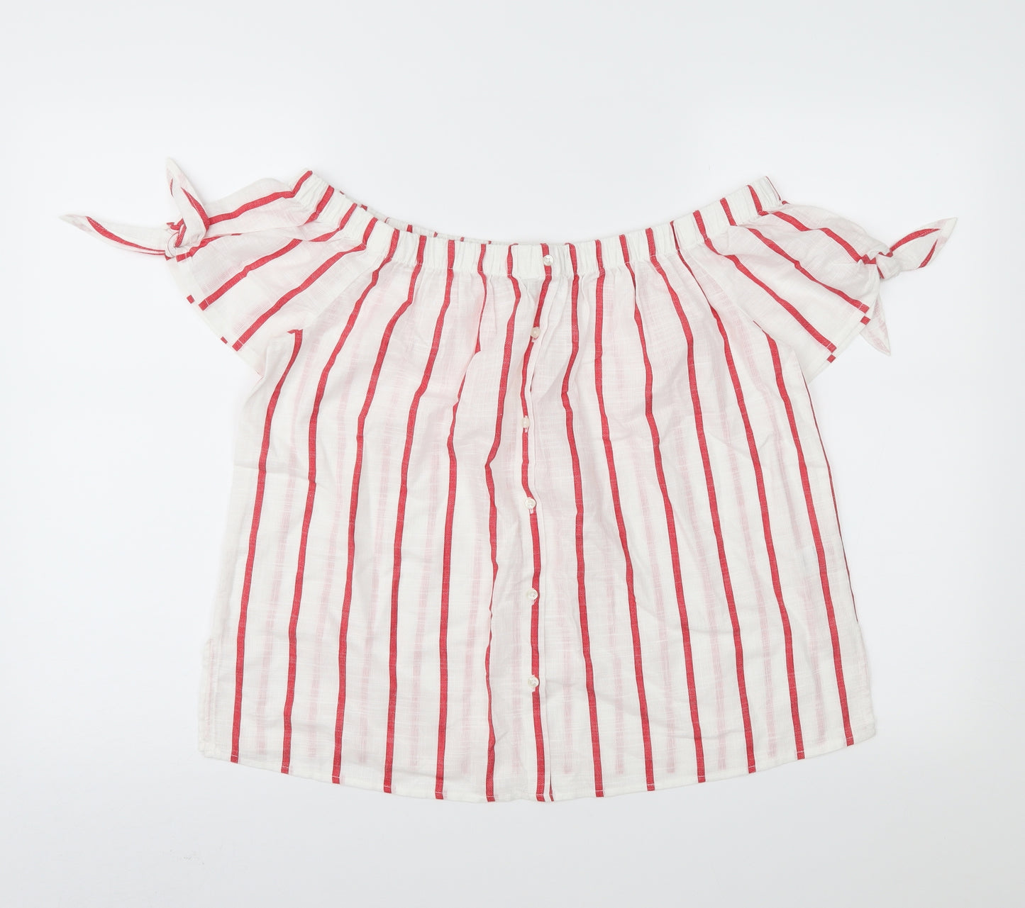 Papaya Womens White Striped  Basic Blouse Size 14