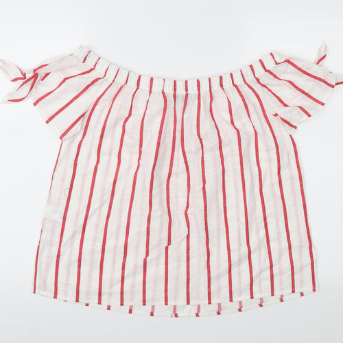 Papaya Womens White Striped  Basic Blouse Size 14