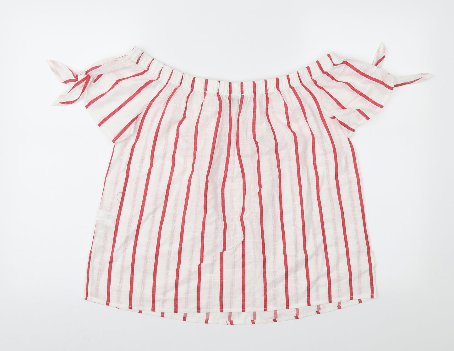 Papaya Womens White Striped  Basic Blouse Size 14