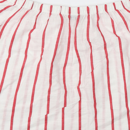 Papaya Womens White Striped  Basic Blouse Size 14