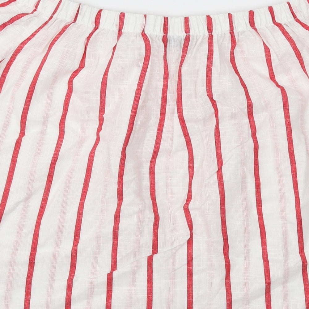 Papaya Womens White Striped  Basic Blouse Size 14