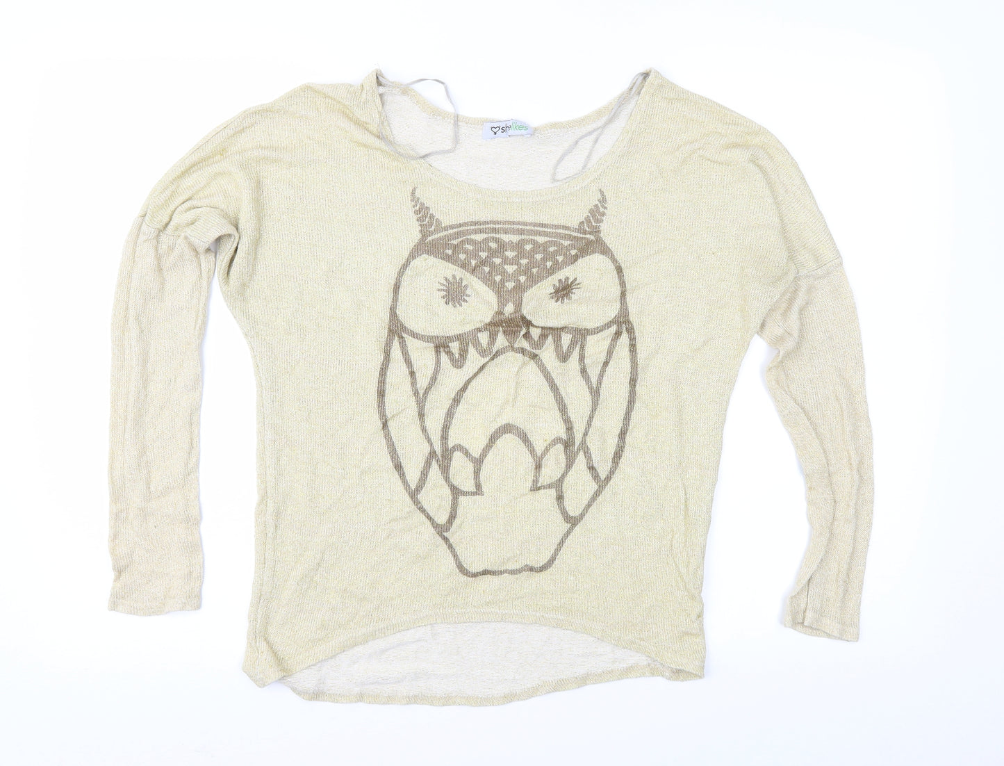 SHELIKES Womens Gold   Pullover Jumper Size S