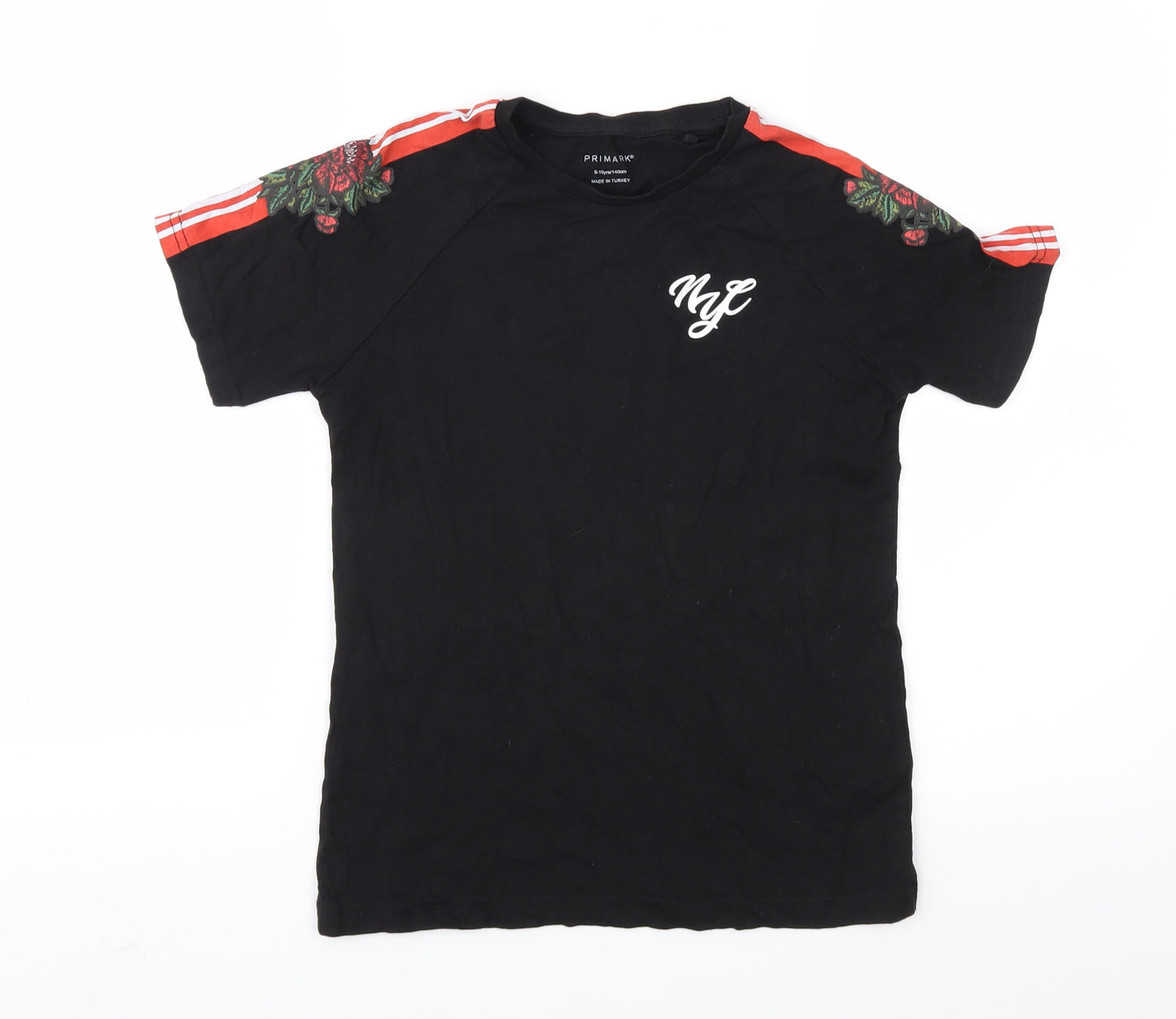 Primark Girls Black   Basic T-Shirt Size 9-10 Years