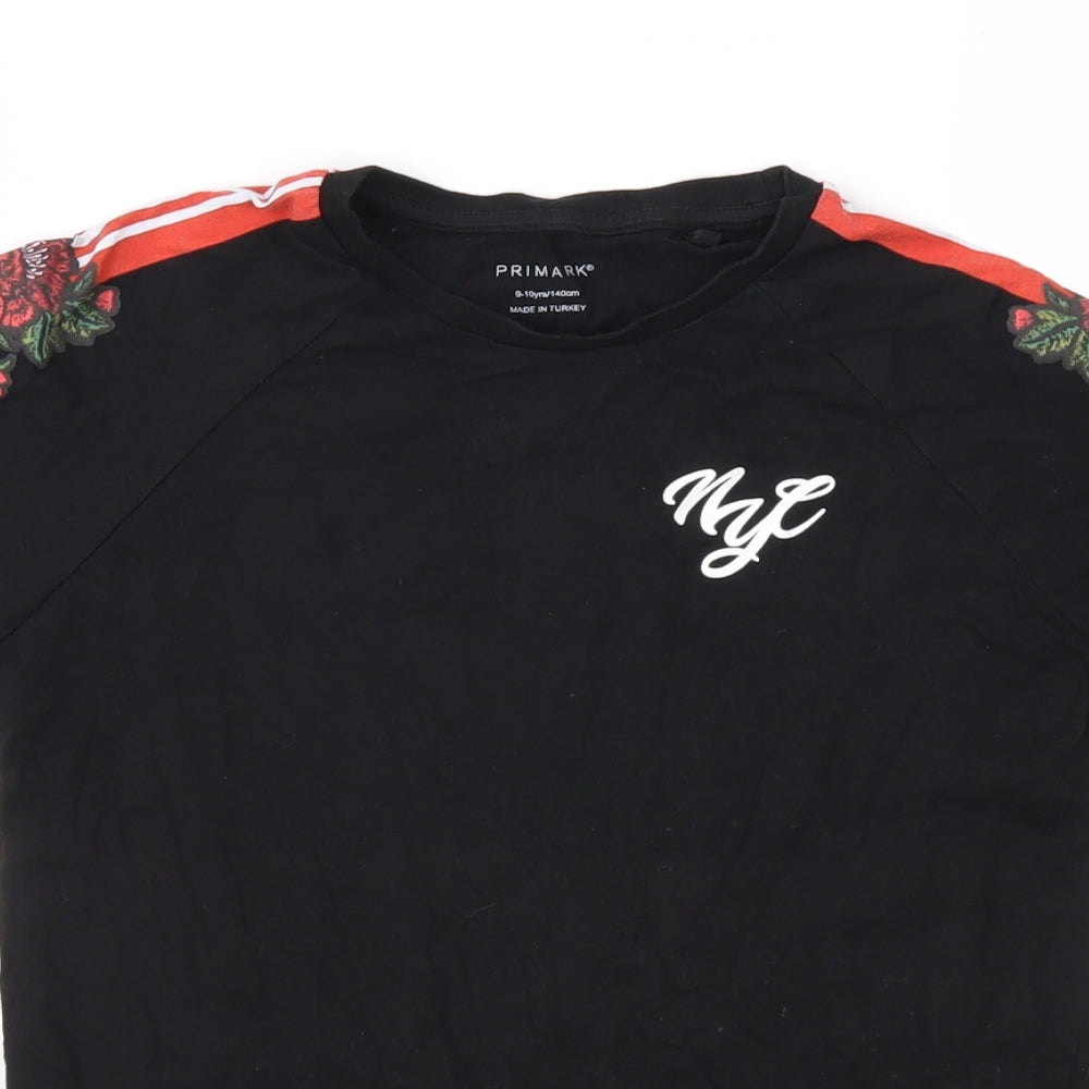 Primark Girls Black   Basic T-Shirt Size 9-10 Years