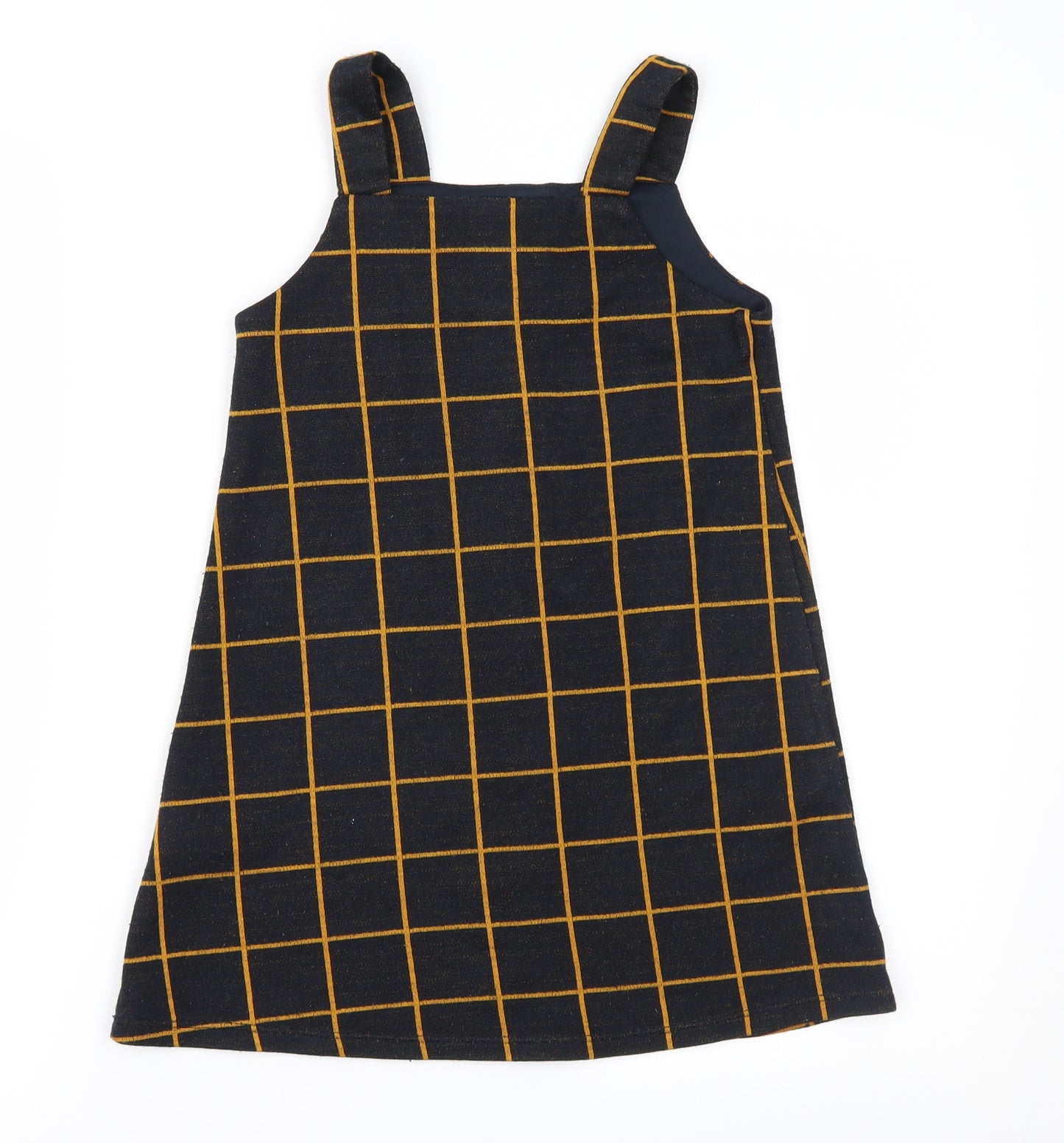F&F Girls Black Check  Pinafore/Dungaree Dress  Size 6-7 Years