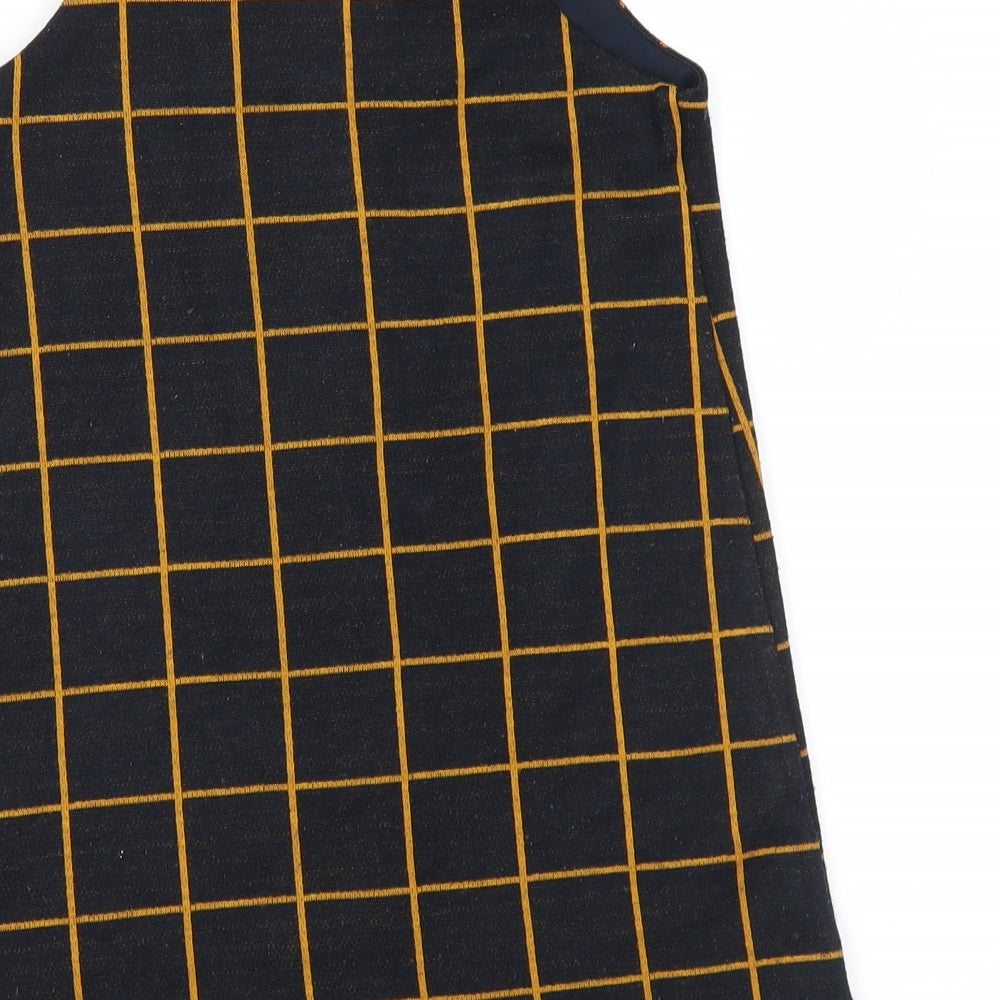 F&F Girls Black Check  Pinafore/Dungaree Dress  Size 6-7 Years