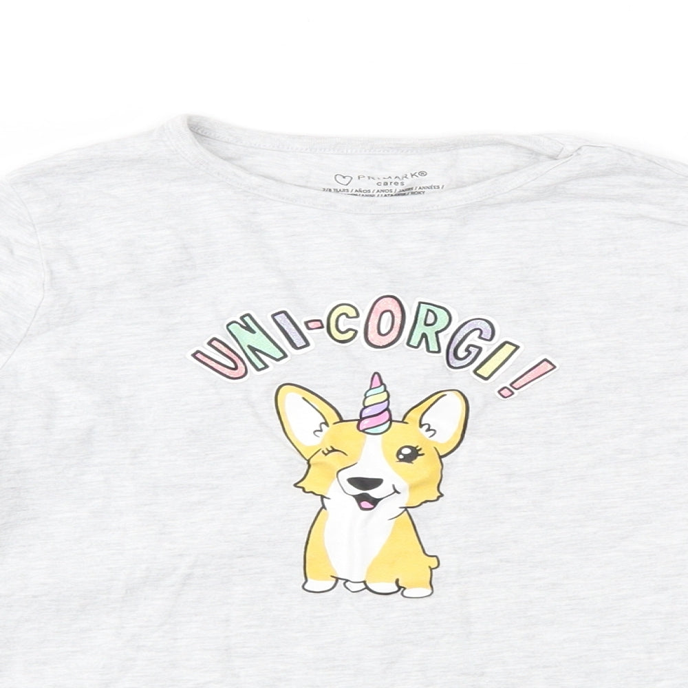 Primark Girls Grey   Basic T-Shirt Size 7-8 Years