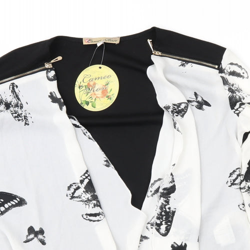 New Look Womens White Geometric  Jacket  Size 10
