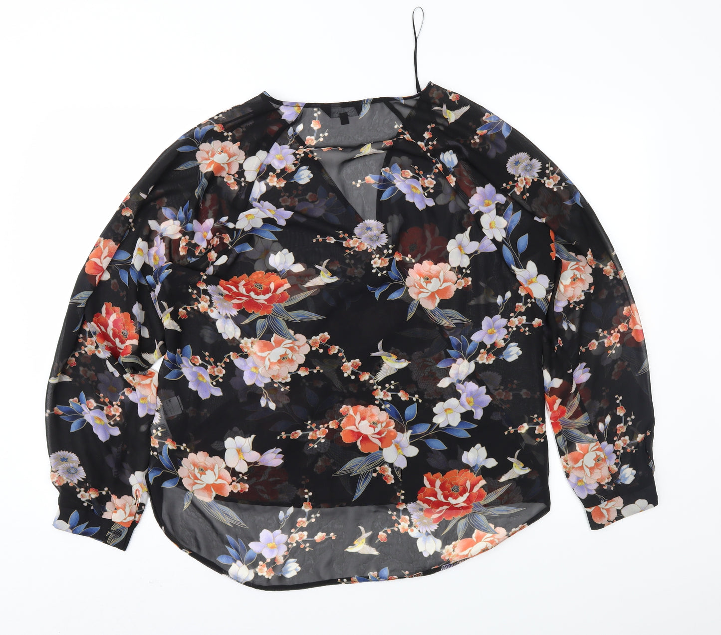 New Look Womens Black Floral  Basic Blouse Size 16