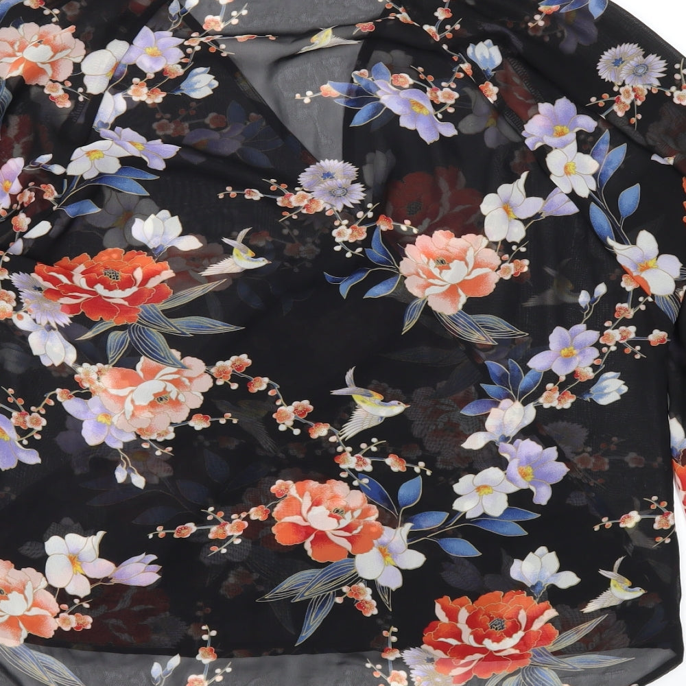 New Look Womens Black Floral  Basic Blouse Size 16