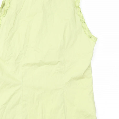 An Miss Club Womens Green   Basic Button-Up Size L