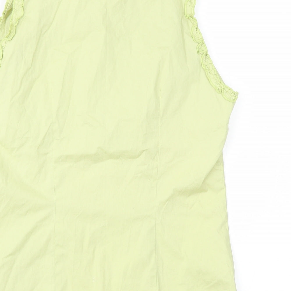 An Miss Club Womens Green   Basic Button-Up Size L