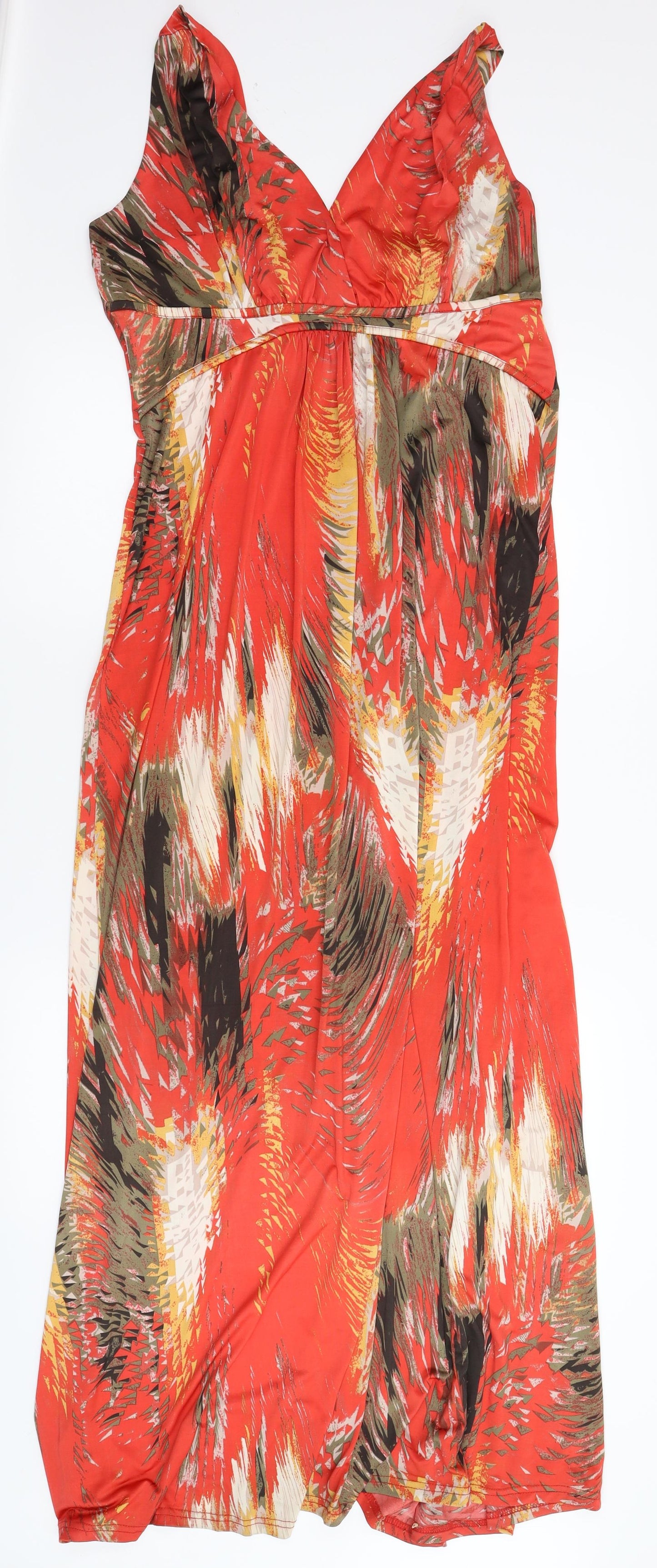 Roman Womens Red Geometric  Maxi  Size 16