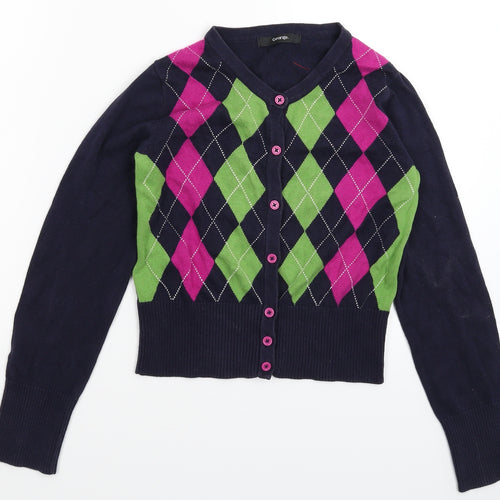 George Girls Blue Geometric Knit Cardigan Jumper Size 10-11 Years