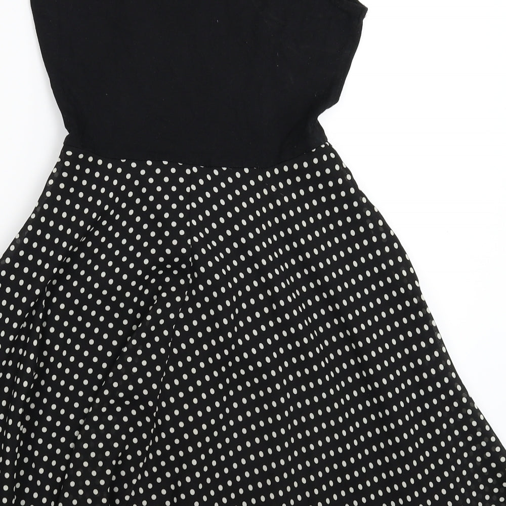 New Look Womens Black Polka Dot  Fit & Flare  Size 6