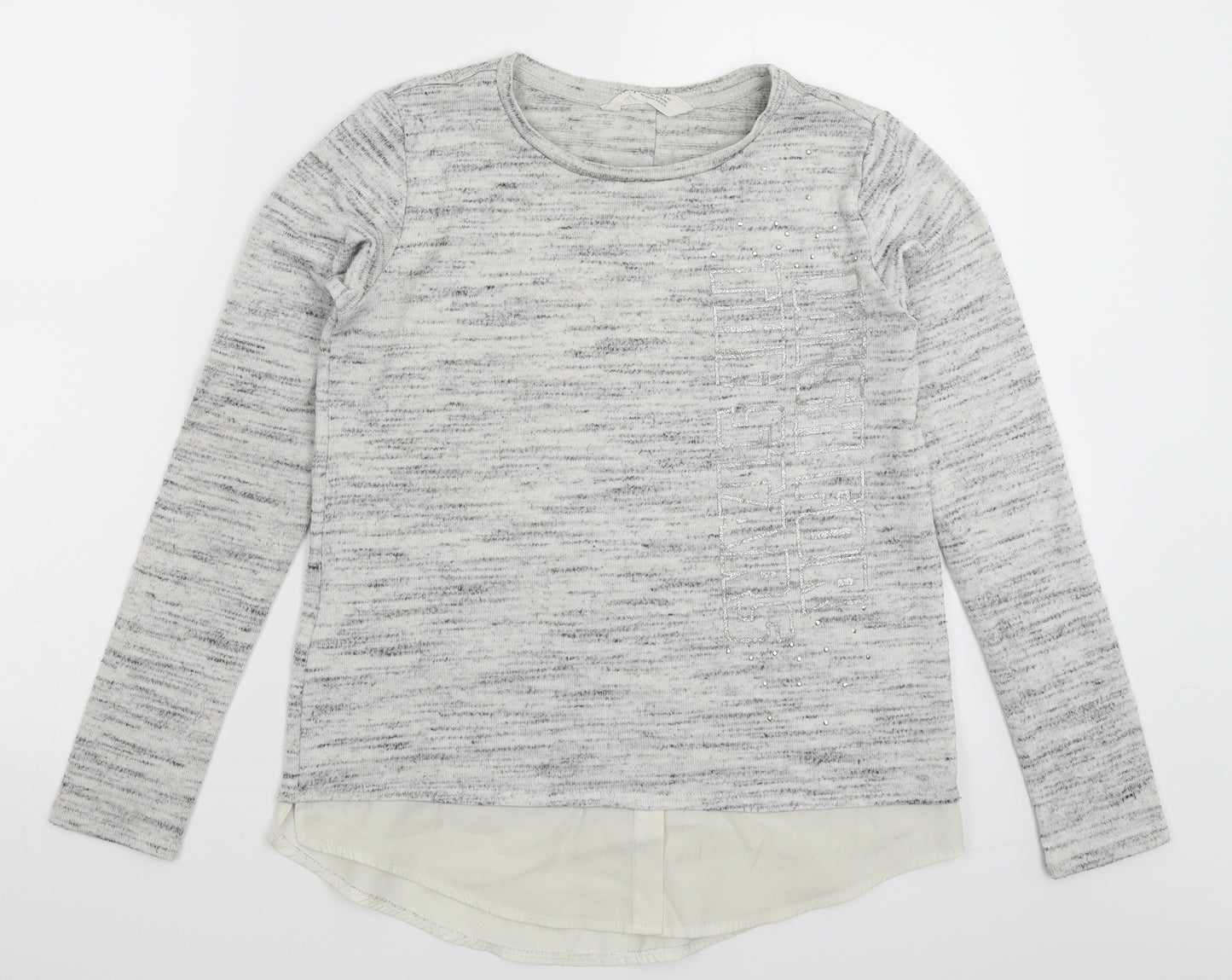 H&M Girls Grey  Knit Pullover Jumper Size 13-14 Years