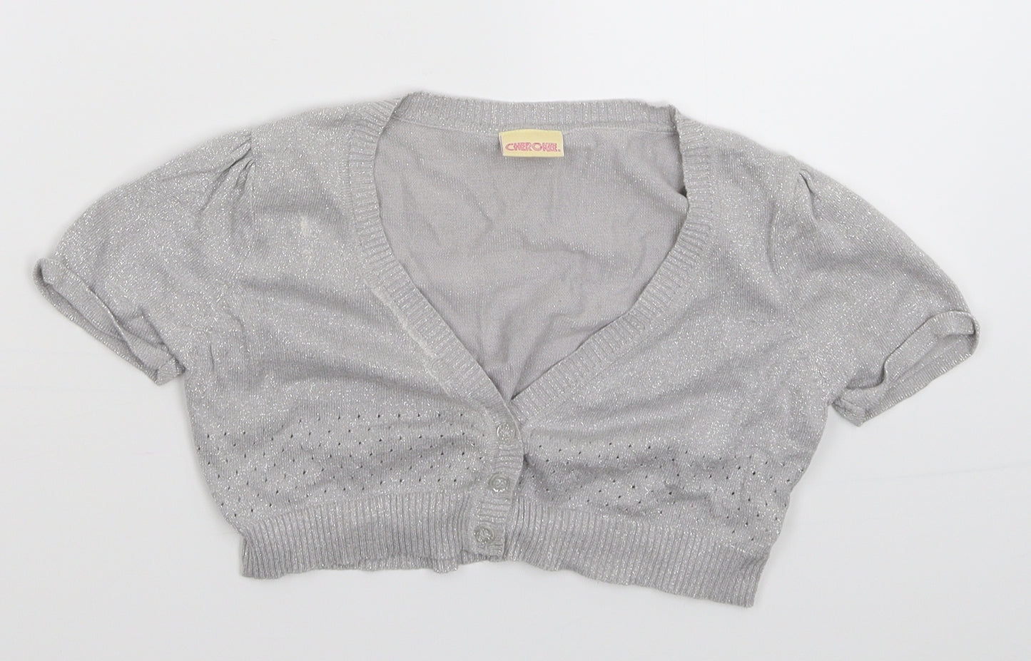 George Girls Silver  Knit Cardigan Jumper Size 8-9 Years