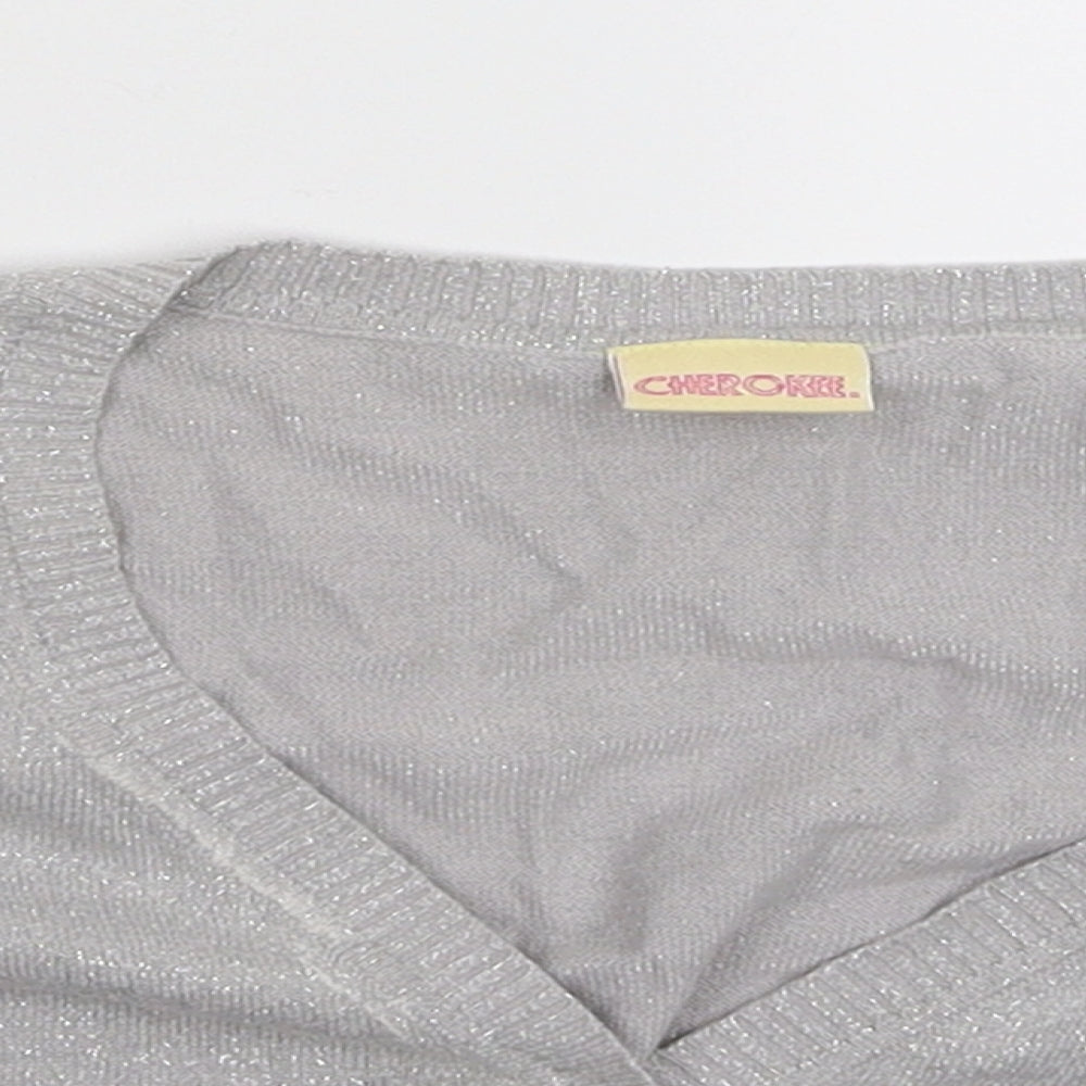 George Girls Silver  Knit Cardigan Jumper Size 8-9 Years