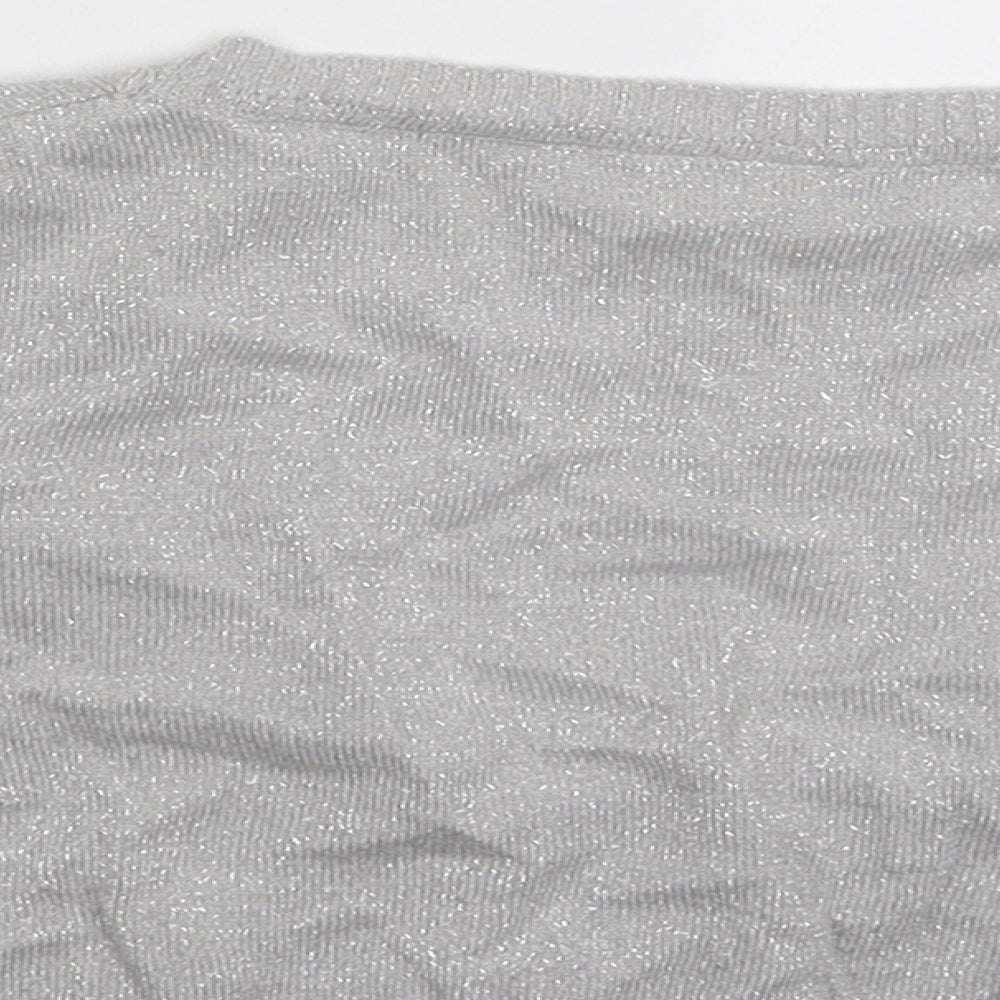 George Girls Silver  Knit Cardigan Jumper Size 8-9 Years