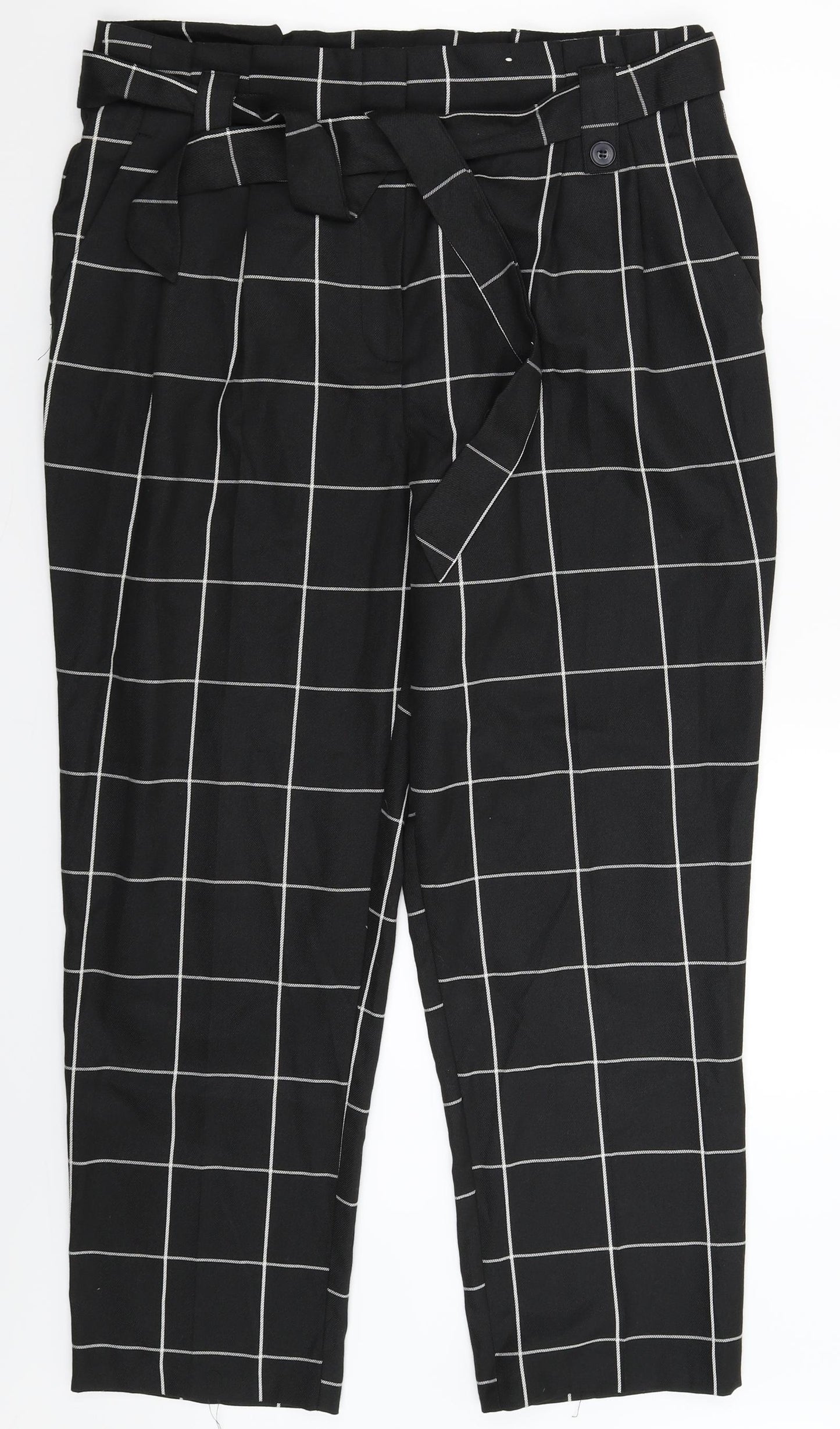 Primark Womens Black Check  Trousers  Size 14 L28 in