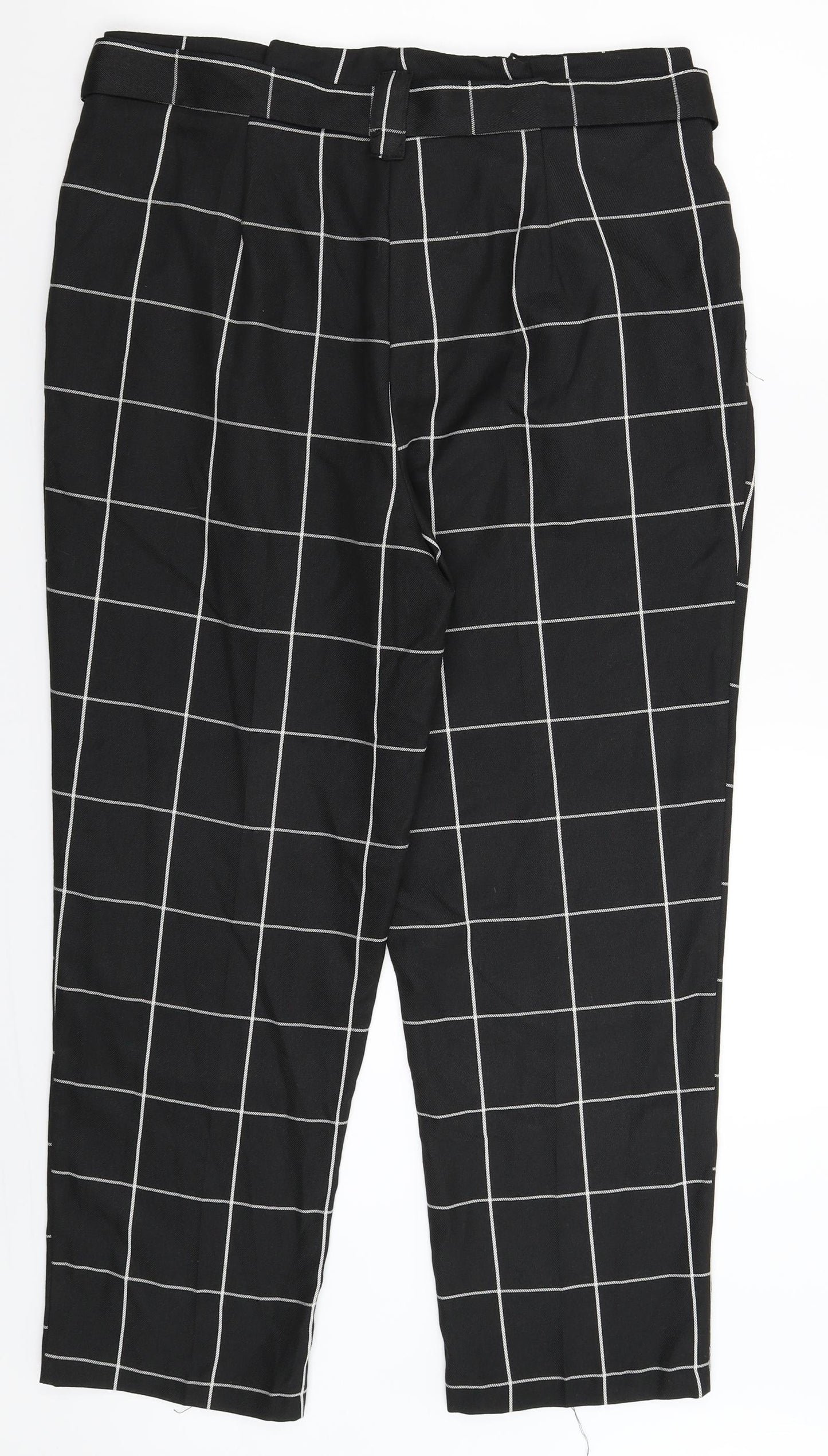 Primark Womens Black Check  Trousers  Size 14 L28 in