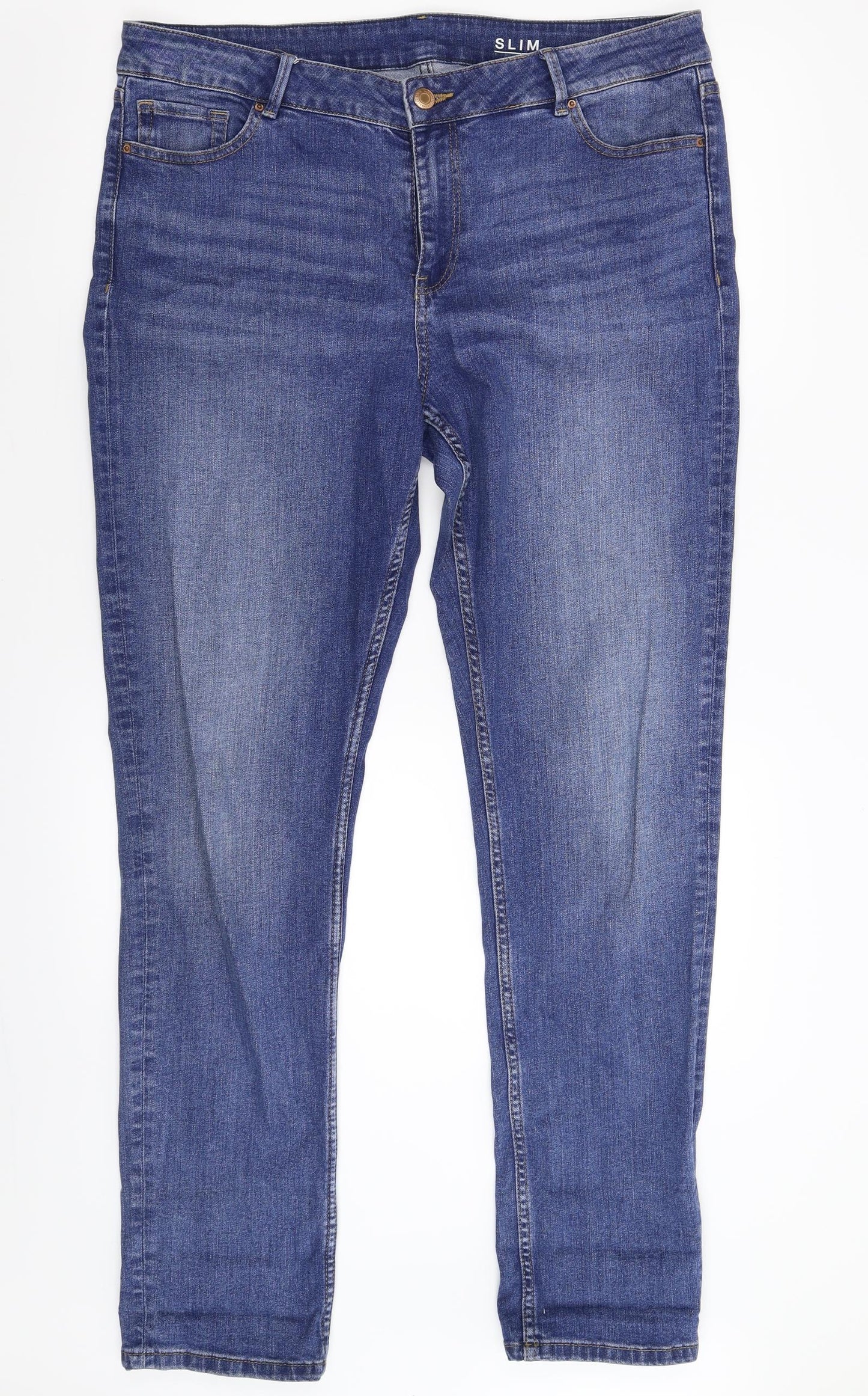 Marks and Spencer Womens Blue  Denim Straight Jeans Size 16 L32 in