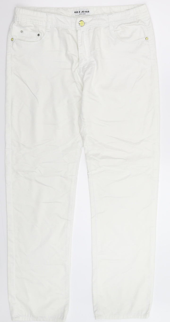 Best Fashion Womens White  Denim Straight Jeans Size 34 in L32 in