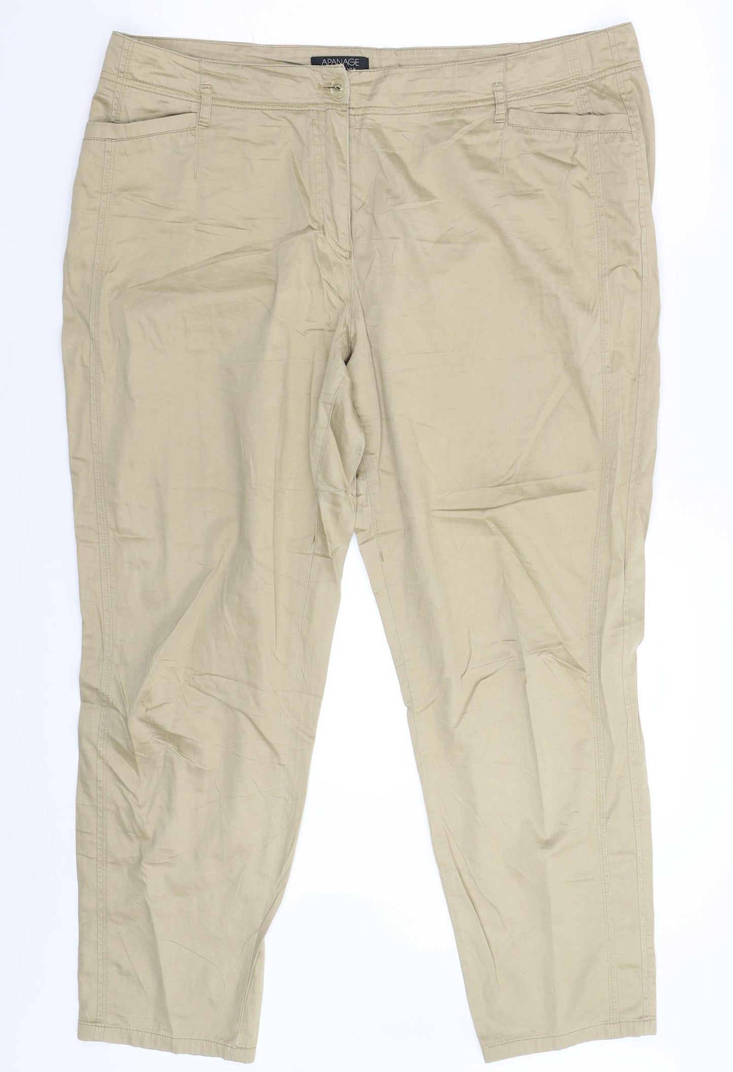APANAGE Womens Beige   Chino Trousers Size 20 L28 in
