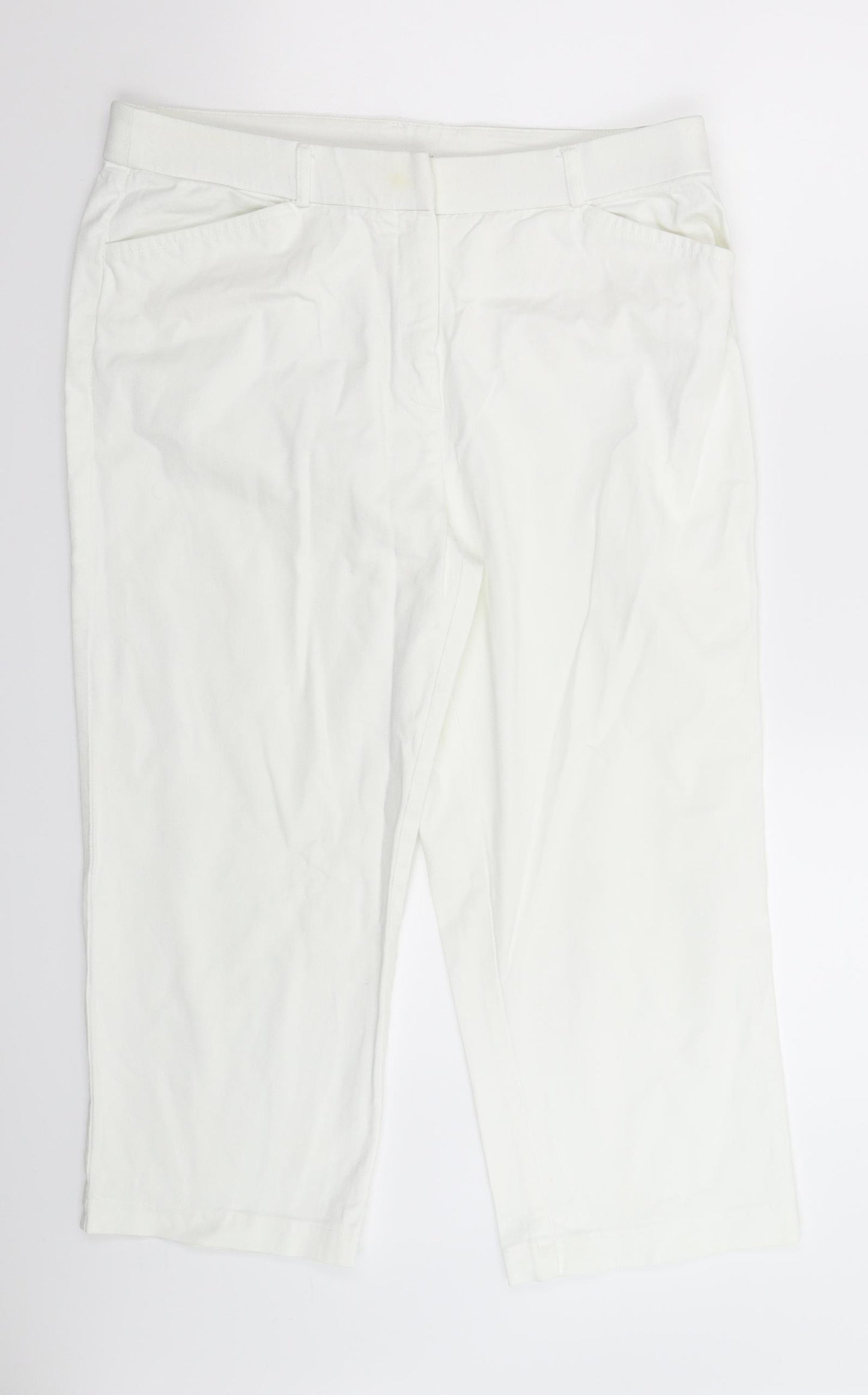 Bonmarché Womens White  Denim Cropped Jeans Size 14 L21 in