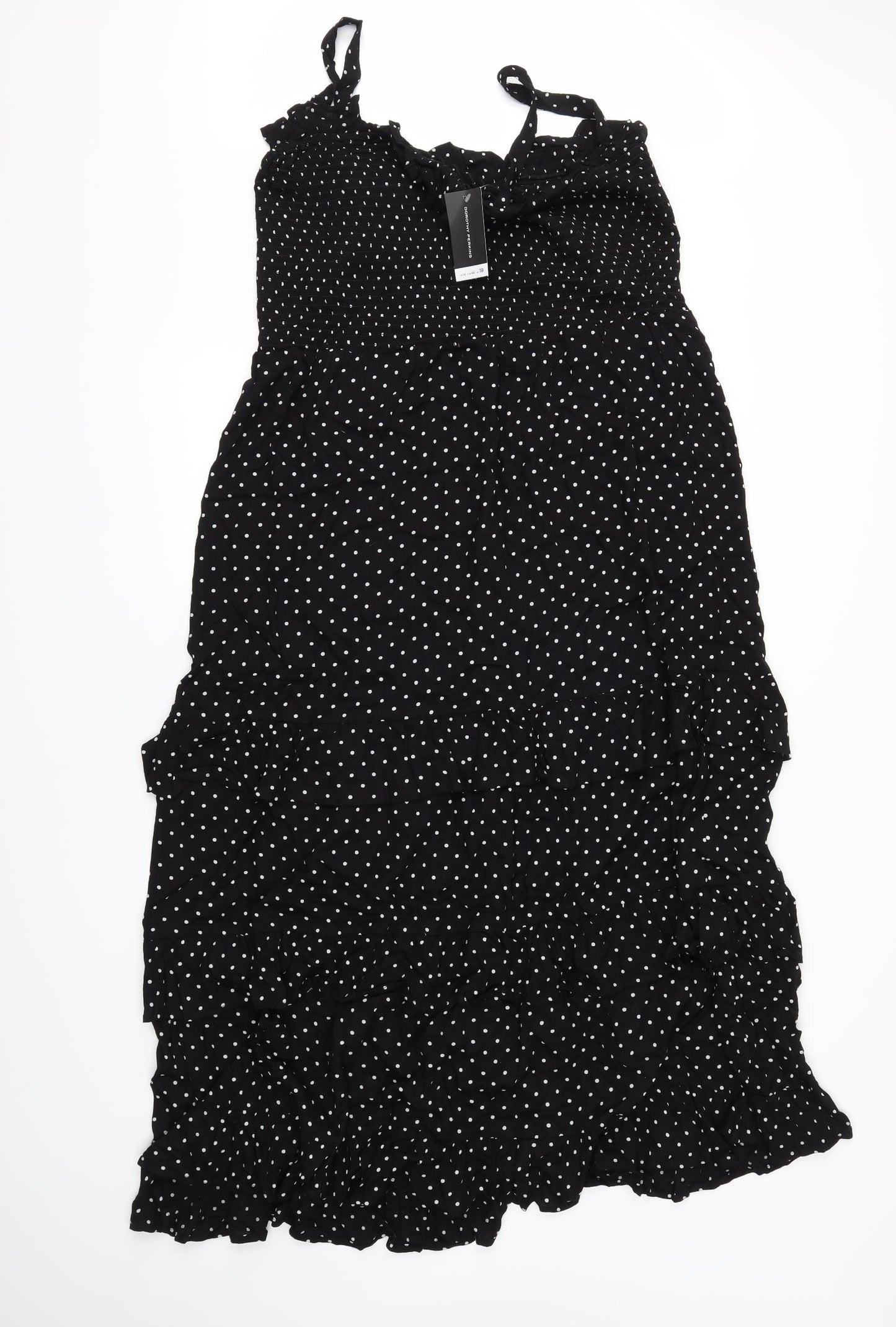 Dorothy Perkins Womens Black Polka Dot  Maxi  Size 18