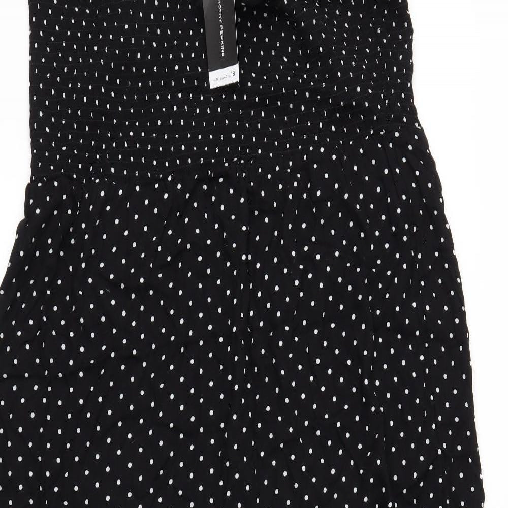 Dorothy Perkins Womens Black Polka Dot  Maxi  Size 18