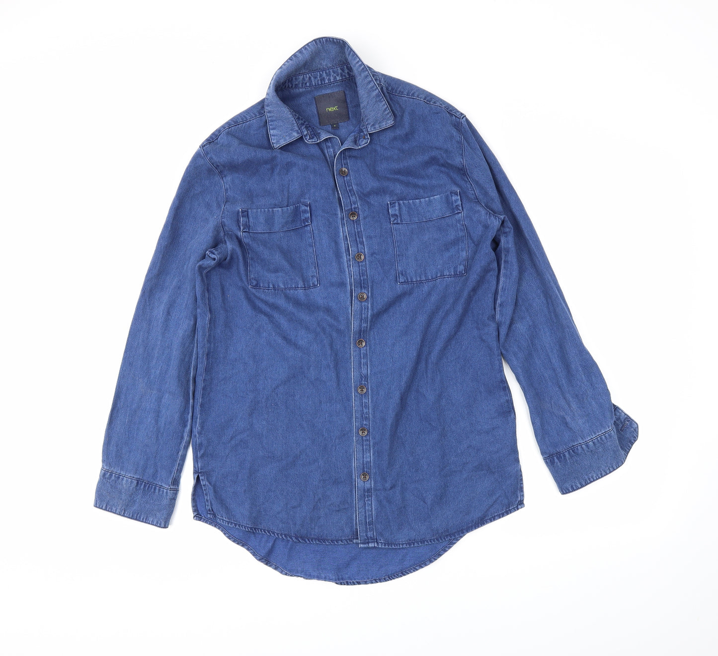 NEXT Womens Blue  Denim Basic Button-Up Size 8