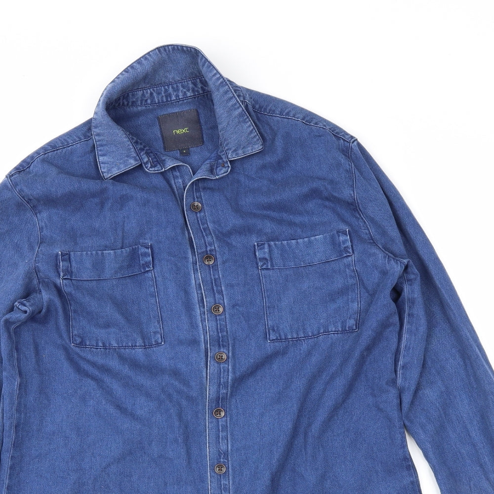 NEXT Womens Blue  Denim Basic Button-Up Size 8