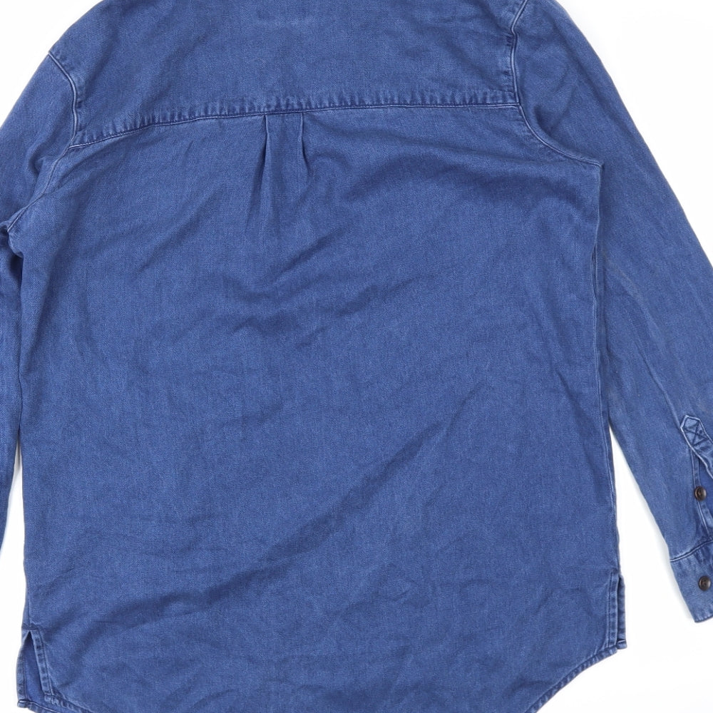 NEXT Womens Blue  Denim Basic Button-Up Size 8