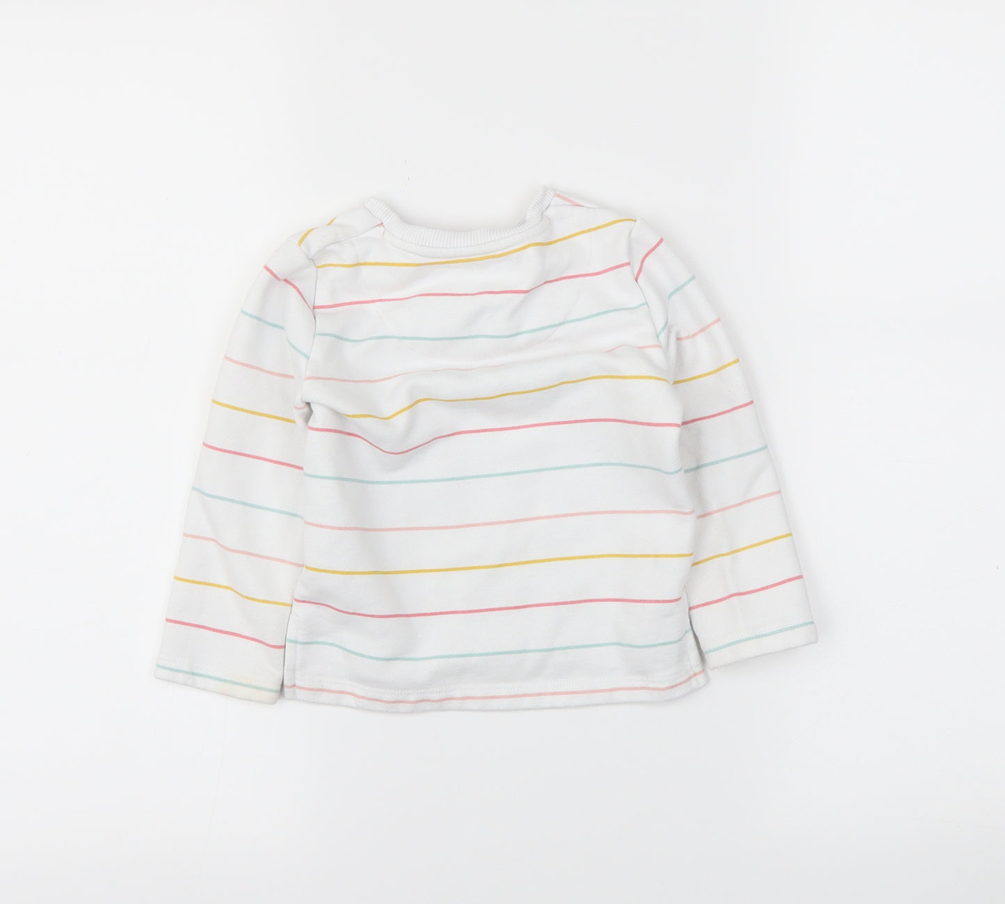 F&F Girls White Striped  Pullover Jumper Size 18-24 Months
