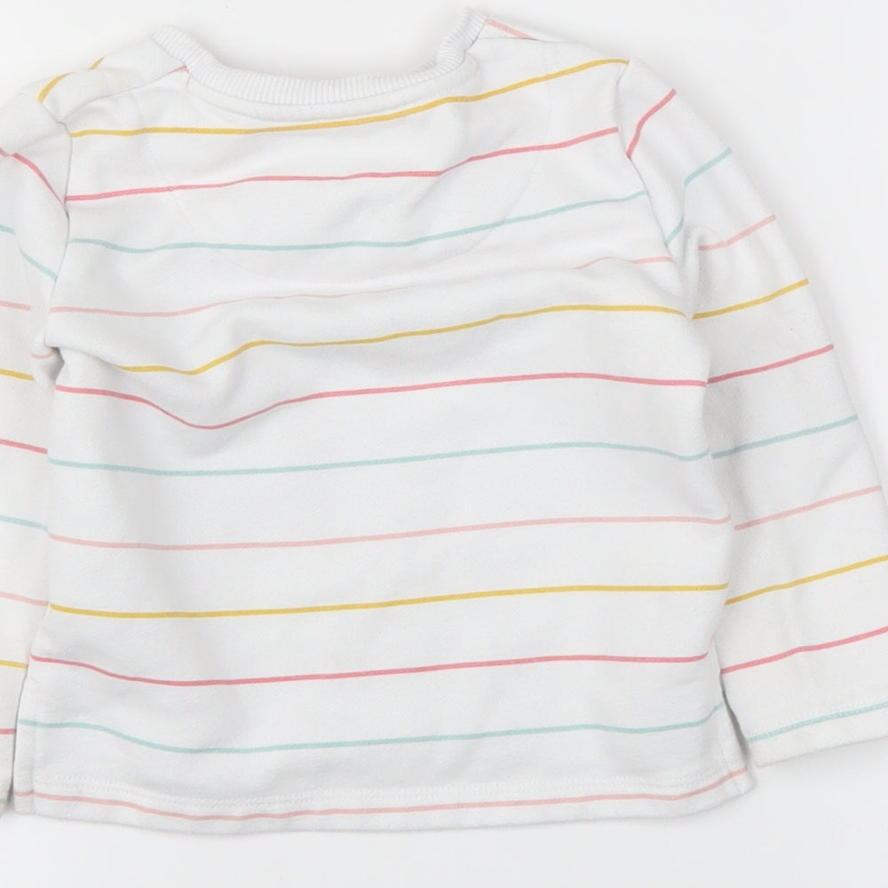 F&F Girls White Striped  Pullover Jumper Size 18-24 Months