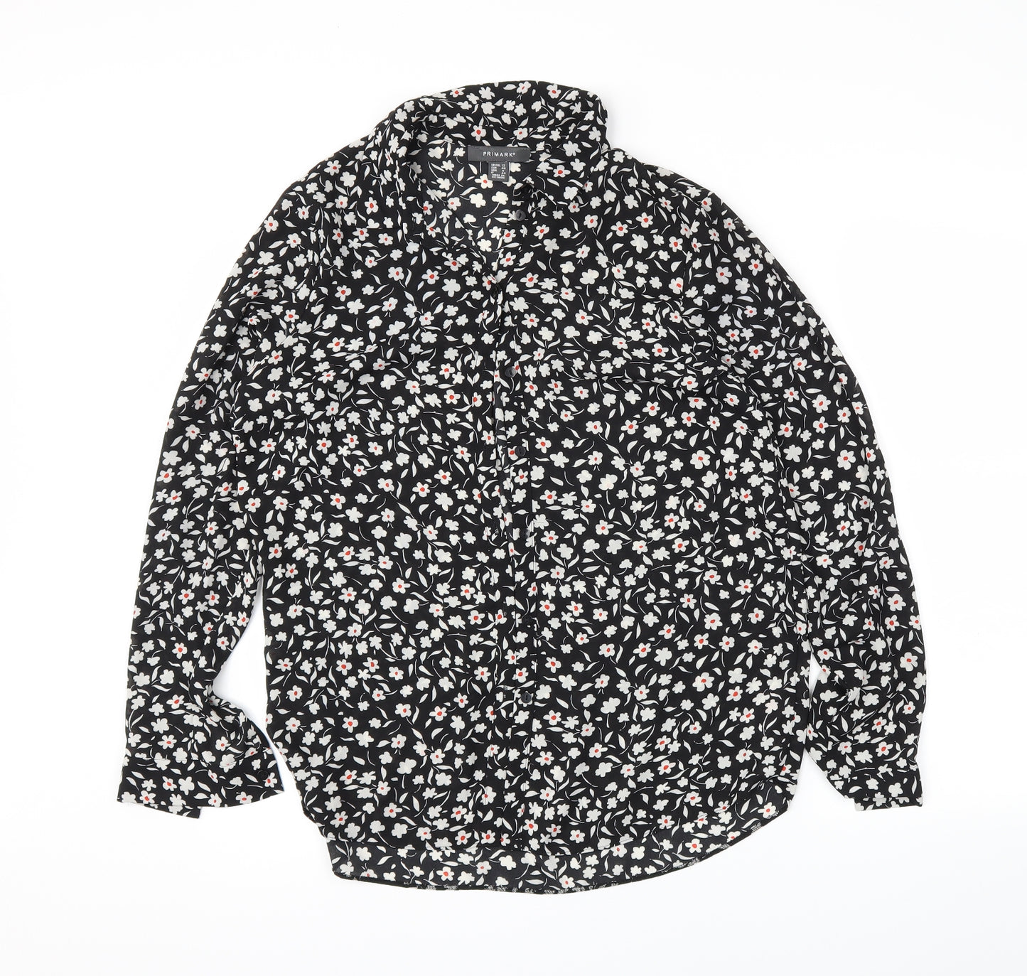 Primark Womens Black Floral  Basic Blouse Size 12