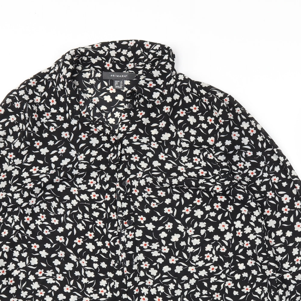 Primark Womens Black Floral  Basic Blouse Size 12
