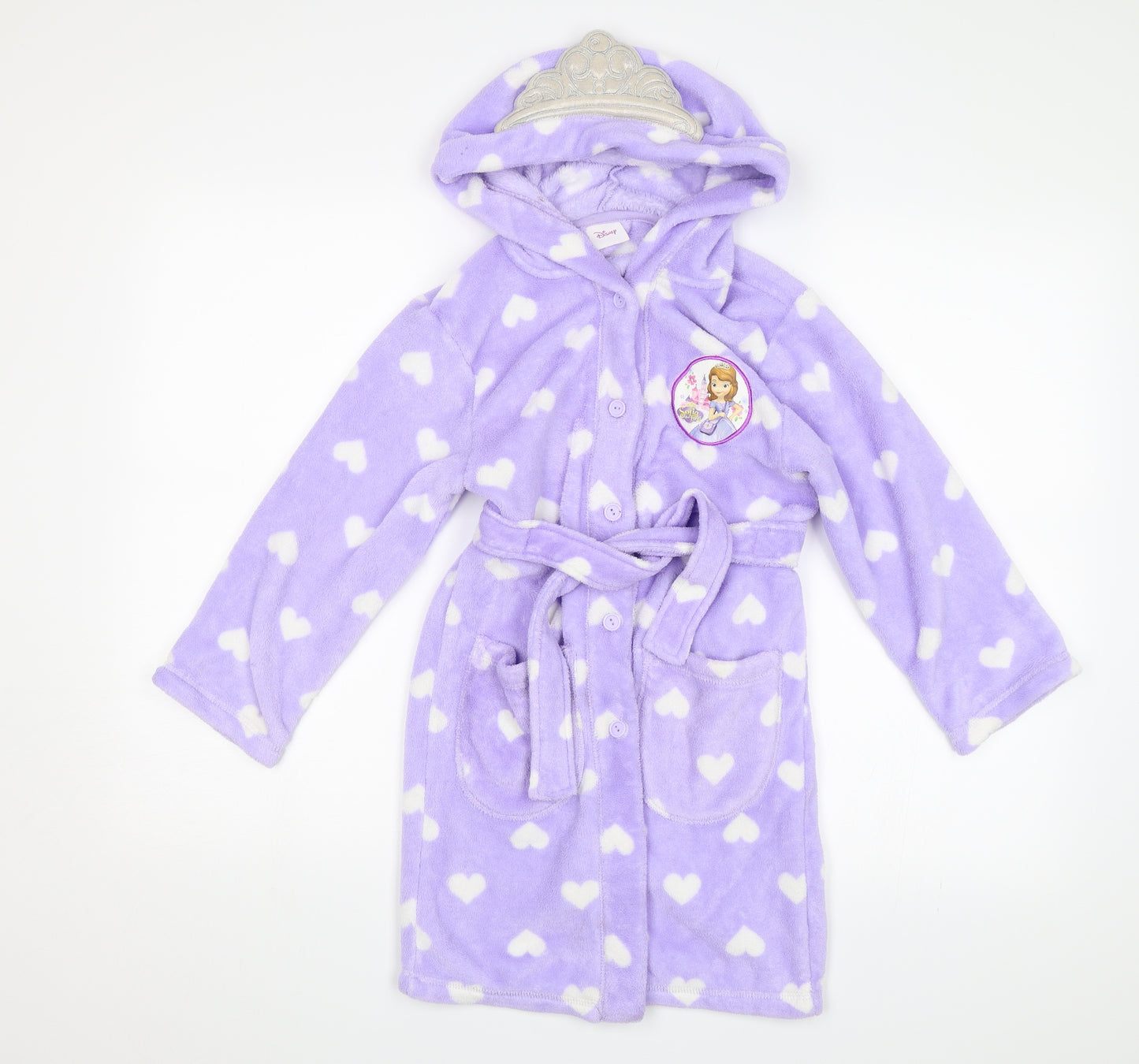 Disney Girls Purple Solid  Top Robe Size 5-6 Years  - Sofia the First